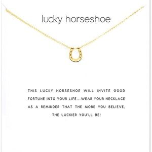 Lucky horseshoe necklace with message card NWT